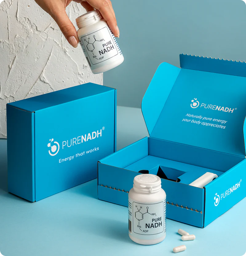 Pure NADH supplement bottle and packaging